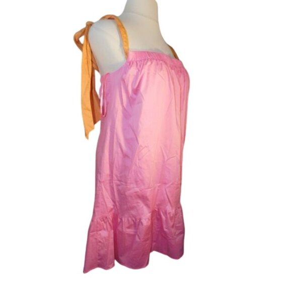 Antonio Melani Size 6 Pink Orange Tie strap Ruffle Dress NWT $169 - Picture 3 of 4